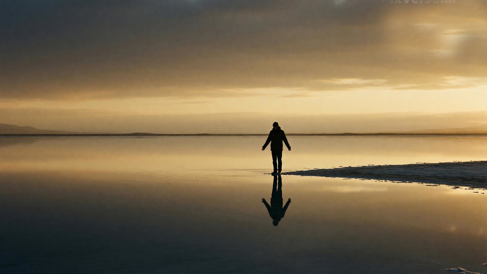 A person standing at water's edge, their reflection showing a freer version of themselves — the visual metaphor for returning to who you were before the world got involved.